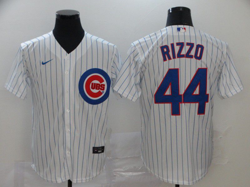 Men Chicago Cubs 44 Rizzo White stripes Nike Game MLB Jerseys